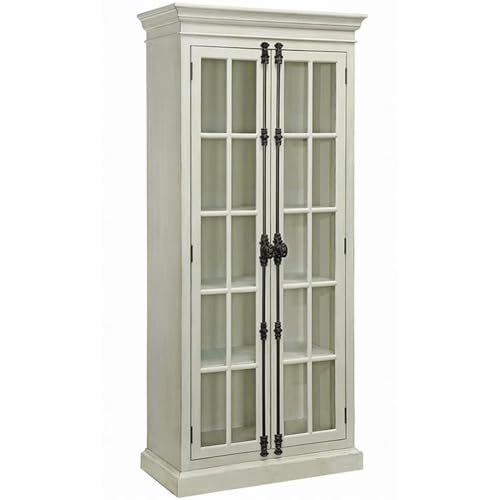 Pemberly Row 2 Door Traditional Display Curio China Cabinet in Antique White Pemberly Row