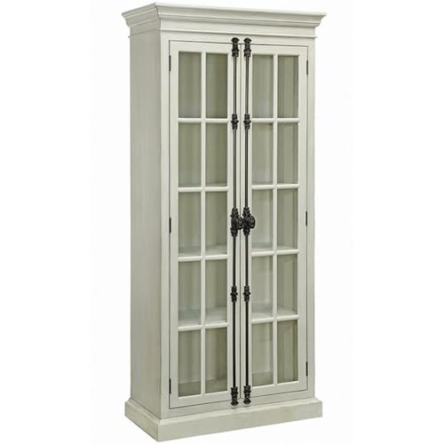 Pemberly Row 2 Door Traditional Display Curio China Cabinet in Antique White