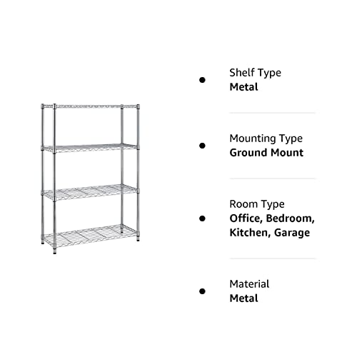 14" D x 36" W x 54" H Adjustable NSF-Certified Metal Shelf Wire Shelving Unit Storage for Small Places Restaurant Garage Pantry Kitchen Garage BestOffice