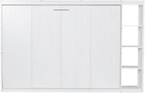 Virubi Full Horizontal Murphy Bed with Storage Shelves,Wood Fold Up Modern Murphy Wall Bed Cabinet with Storage Bookcase for Adults (White,Full) Virubi