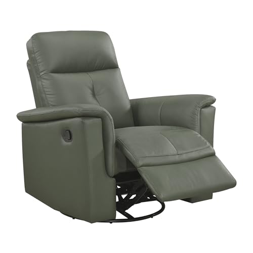 Lexicon Swivel Glider Recliner Chair, Comfy Nursery Glider, Top Grain Leather Match Recliner, Manual Reclining Chair for Living Room/Office/Apartment, Green Lexicon
