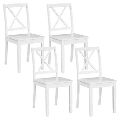 Giantex Wood Dining Chairs Set of 4 White, Armless Kitchen Chairs w/Rubber Wood Legs & Curved Backrest, Farmhouse Cross Back Diner Chairs, Wooden Side Chairs for Home Dining Room, Load 400 LBS Giantex