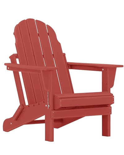 Adirondack Chairs, HDPE All-Weather Adirondack Chair Folding, Fire Pit Chairs (1, Red) Restcozi