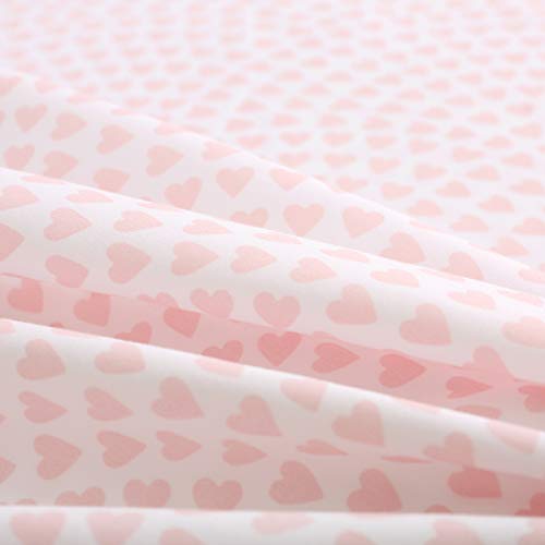 Vonty Kids Bed Sheets Twin Pink Heart Printed Sheets for Girls, Soft Lightweight Microfiber Easy Wash Bedding Set (1 Fitted Sheet + 1 Flat Sheet + 1 Pillowcase) Vonty