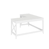 Workspace by Alera L-Shaped Farmhouse Desk, 58.27" x 58.27" x 29.53", White Alera