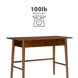 Linon Melissa Mid-Century Walnut Desk, 42" W x 19" D x 30" H Linon