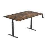 Mount-It! Hand Crank Standing Desk with 55" One-Piece Oak Pattern Tabletop | Manual Adjustable Desk, Smooth Hand Crank Sit-Stand, One-Piece Seamless Surface, 132 lb, Black Frame Mount-It!