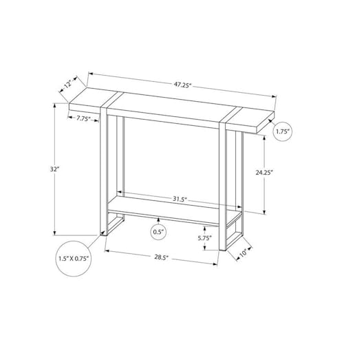 Monarch Specialties I 2861 Accent Table, Console, Entryway, Narrow, Sofa, Living Room, Bedroom, Metal, Laminate, Black, Contemporary, Modern Monarch Specialties