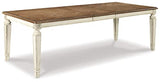 Signature Design by Ashley Realyn French Country Dining Extension Table, Seats up to 8, Chipped White Signature Design by Ashley