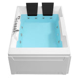 Empava 72" x 48" Whirlpool Tub, 2 Person Jetted Bathtub, Hydro Massage & Chromatherapy [ETL Certified], 3 Sided Apron, Acrylic , 1125 Watt, 110 Gallons, Left Drain Empava