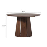 Walker Edison Modern Paneled-Wood Pedestal Base Round Top Dining Table, 48 Inch, Brown Walker Edison