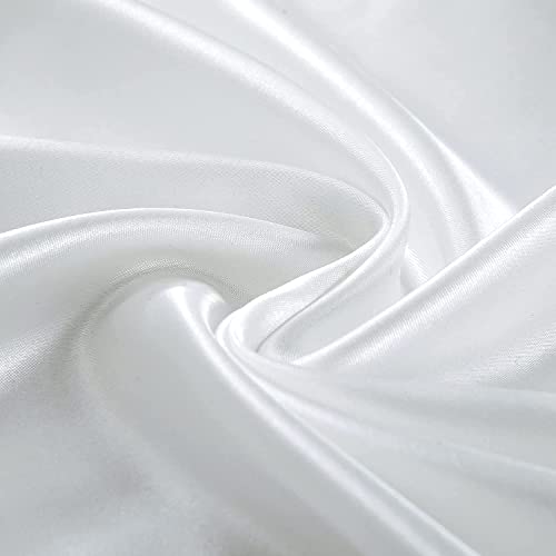 Homiest White Satin King Size Luxury Flat Sheet - Ultra Soft, Silky Bedding for King Mattress, Top Sheet Sold Separately Homiest