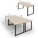 Bonzy Home 12FT Conference Table, Modern Large Meeting Table Office Desks for 16 Person, Long Rectangle Table with Sturdy Metal Frame, 4 PCS, 142" D x 64" W x 30" H, Natural Bonzy Home