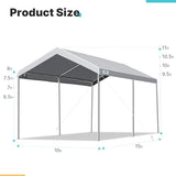 ADVANCE OUTDOOR 10x15 ft Heavy Duty Carport Potable Car Canopy Garage Party Tent Boat Shelter, Adjustable Height from 9.5 ft to 11 ft, Gray ADVANCE OUTDOOR