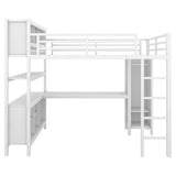 Harper & Bright Designs Full Loft Bed with Desk, Metal Loft Beds with Storage Shelves, Desk, and Wardrobe, Heavy-Duty Loft Bed Frame for Kids, Teens, Adults, Space-Saving and Noise-Free Design, White Harper & Bright Designs