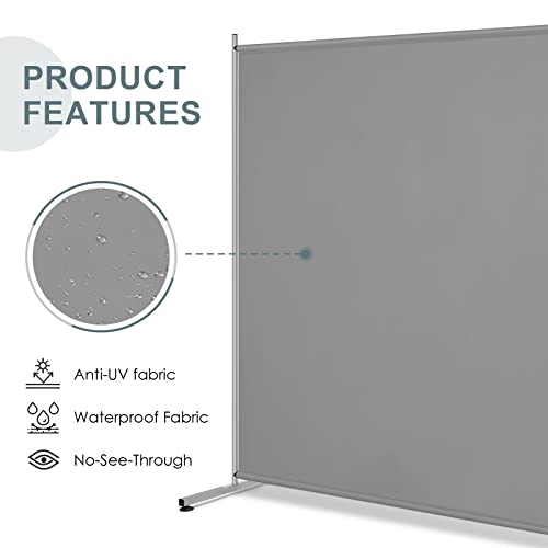 RANTILA Single Large Panel Room Divider, Privacy Screen for Office, Partition Separators, Freestanding Divider 71''W x 69.5''H, Grey RANTILA