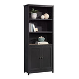 Sauder Cottage Road Book Shelf, Bookshelf with Storage, Library Bookcase with Doors and Adjustable Shelves, in Raven Oak Finish Sauder