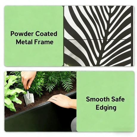 Outdoor Raised Garden Bed with Privacy Screen and Metal Planter Box HouseOfZazla