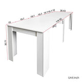 SSLine Rectangular Extendable Dining Table 35"-118" Super Long Conference Meeting Table for 6 8 12 People Modern White Expandable Kitchen Tables for Home Office Computer Table SSLine