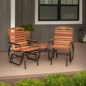 VOFMK Elegant Hardwood Glider Bench with Bronze Tray and Smooth Glide VOFMK