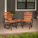 VOFMK Elegant Hardwood Glider Bench with Bronze Tray and Smooth Glide VOFMK