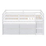 Ball & Cast Twin Size Loft Bed with Retractable Writing Desk & 4 Drawers,Wooden Bedframe W/Lateral Portable Desk & Shelves,Space Saving,Easy Assembly,Study Room Bedroom Set for Boy Girl Keens,White Ball & Cast