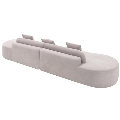 FANYE Modern Symmetrical Modular Curved Lounge Sectional Sofa with 3 Pillows, Living Room Boucle Upholstered Foam Couch Free Combination Deep Seat Cloud Sofa&Couch for Home Apartment, 130.5", Grey FANYE