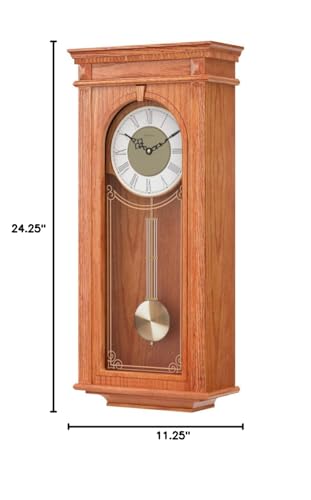Bulova C4419 Manorcourt Chiming Clock, Golden Oak Finish, Brown Bulova