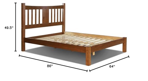 Grain Wood Furniture Shaker Solid Wood Slat Platform Bed, King Size, Walnut Grain Wood Furniture