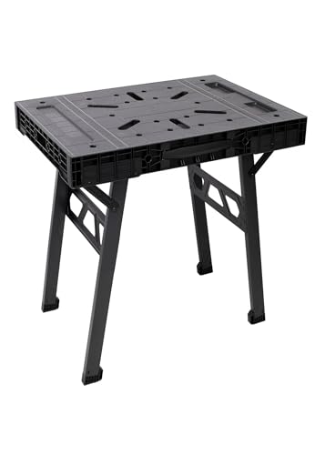 Foldable Work Bench, Portable Workstation, 1650LBS Capacity, Heavy Duty Work Table for Garage, Workshop, Home, Quick Setup & Storage, Multi-Functional Design, Black HIROHRTV