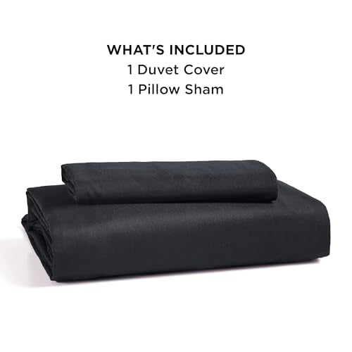 Bedsure Duvet Cover Twin/Twin XL Size - Soft Double Brushed Bedding Set for Kids & Adults, Zipper Closure, 2 Pieces, Includes 1 Duvet Cover (68"x90") & 1 Pillow Sham, NO Comforter, Black Bedsure
