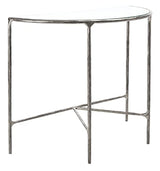 SAFAVIEH Couture Home Collection Jessa Silver Metal/Tempered Glass Top Half Moon Entryway Living Room Console Table (Fully Assembled) SAFAVIEH