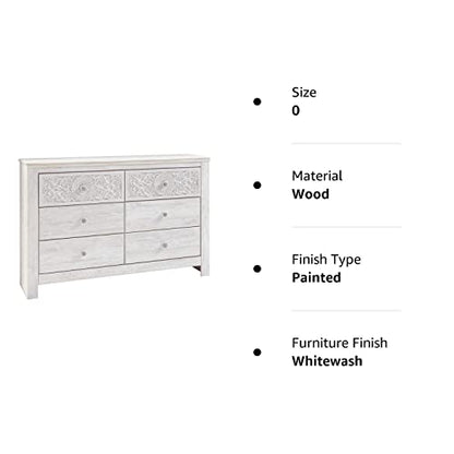 Signature Design by Ashley Paxberry Boho 6 Drawer Dresser, Whitewash - WoodArtSupply