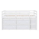 Ball & Cast Twin Size Loft Bed with Retractable Writing Desk & 4 Drawers,Wooden Bedframe W/Lateral Portable Desk & Shelves,Space Saving,Easy Assembly,Study Room Bedroom Set for Boy Girl Keens,White Ball & Cast