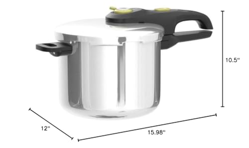 T-fal Ultimate Stainless Steel Pressure Cooker 6.3 Quart, Induction Compatible, Secure Locking Lid, Safe & Easy to Use, Cookware, Pots and Pans, Kitchen, Dishwasher Safe, Silver T-Fal