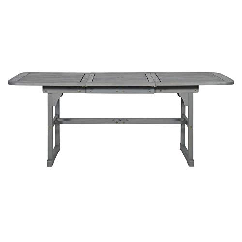 Walker Edison Maui Modern Solid Acacia Wood Slatted Patio Dining Table, 78 Inch, Grey Wash - WoodArtSupply