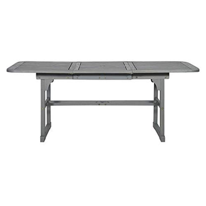 Walker Edison Maui Modern Solid Acacia Wood Slatted Patio Dining Table, 78 Inch, Grey Wash - WoodArtSupply