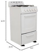 Avanti GRO20P0W GRO20 20" Gas Range Oven with Solid Metal Door, in White Avanti