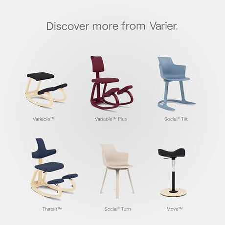 Varier Variable Plus Ergonomic Kneeling Chair with Backrest Natural/Blue| Active Sitting Posture Support Home Office Desk Chair | 10 Year Guarantee Varier