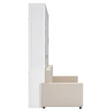 Ball & Cast Queen Size Murphy Bed Wall Bed with Sofa,can be Folded,Multifunctional Hideaway Cabinet Bed Frame,No Box Spring Needed,for Apartment,Bedroom,Guest Room,White Ball & Cast