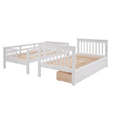 Harper & Bright Designs Twin Over Twin Bunk Bed with Stairs and Guard Rail, Twin Size Bunk Beds with Storage Drawers,Wooden Bunk Bed Frame for Bedroom, Dorm, Kids, Teens, Adults,White Harper & Bright Designs