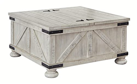 Signature Design by Ashley Carynhurst Casual Cocktail Table with Storage, Whitewash Signature Design by Ashley