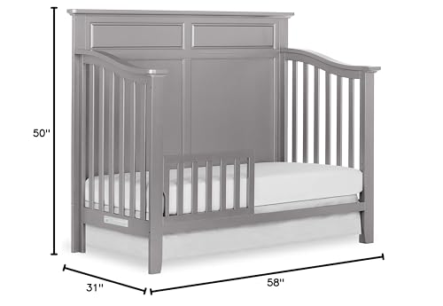 Dream On Me Fairview 4 in 1 Convertible Crib in Metallic Grey, JPMA Certified, 3 Mattress Height Settings, Built of Durable & Sustainable Pinewood