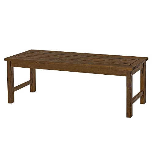 Walker Edison Rendezvous Modern Solid Acacia Wood Slatted Patio Bench, 53 Inch, Dark Brown - WoodArtSupply