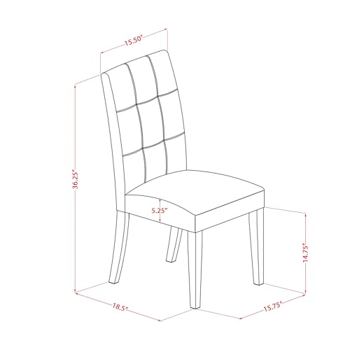 East West Furniture LAAS9-07-T25 9 Piece Table Set Consists A Wood Dining Table and 8 Black Textured Polyester Fabric Parson Dining Chairs, Distressed Jacobean East West Furniture