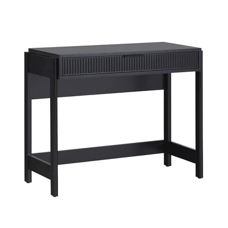 Walker Edison Office Writing and Computer Desk Spacious Desktop, Complementary in Living Spaces, 38 Inch, Reeded Black Walker Edison