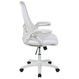 Flash Furniture Porter High-Back Swivel Office Chair with Adjustable Lumbar Support and Height, Ergonomic Mesh Desk Chair with Flip-Up Armrests, White Flash Furniture