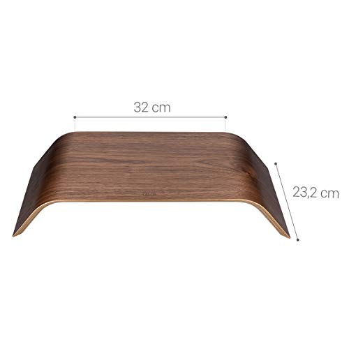 kalibri Wood Monitor Stand Riser - Computer Desk Holder Desktop Dock Wooden Mount Display for PC TV Screen Notebook Laptop - Walnut - WoodArtSupply