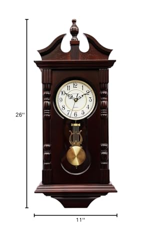 Vmarketingsite Grandfather Wall Clocks Battery Operated for Living Room Decor, Traditional Wood Wall Pendulum Clock with Westminster Chime, Makes A Great Housewarming Or Birthday Gift Vmarketingsite