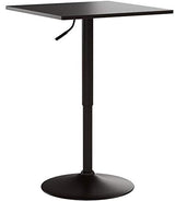 Roundhill Furniture Belham Square Top Adjustable Height with Black Leg and Base Metal Bar Table Roundhill Furniture